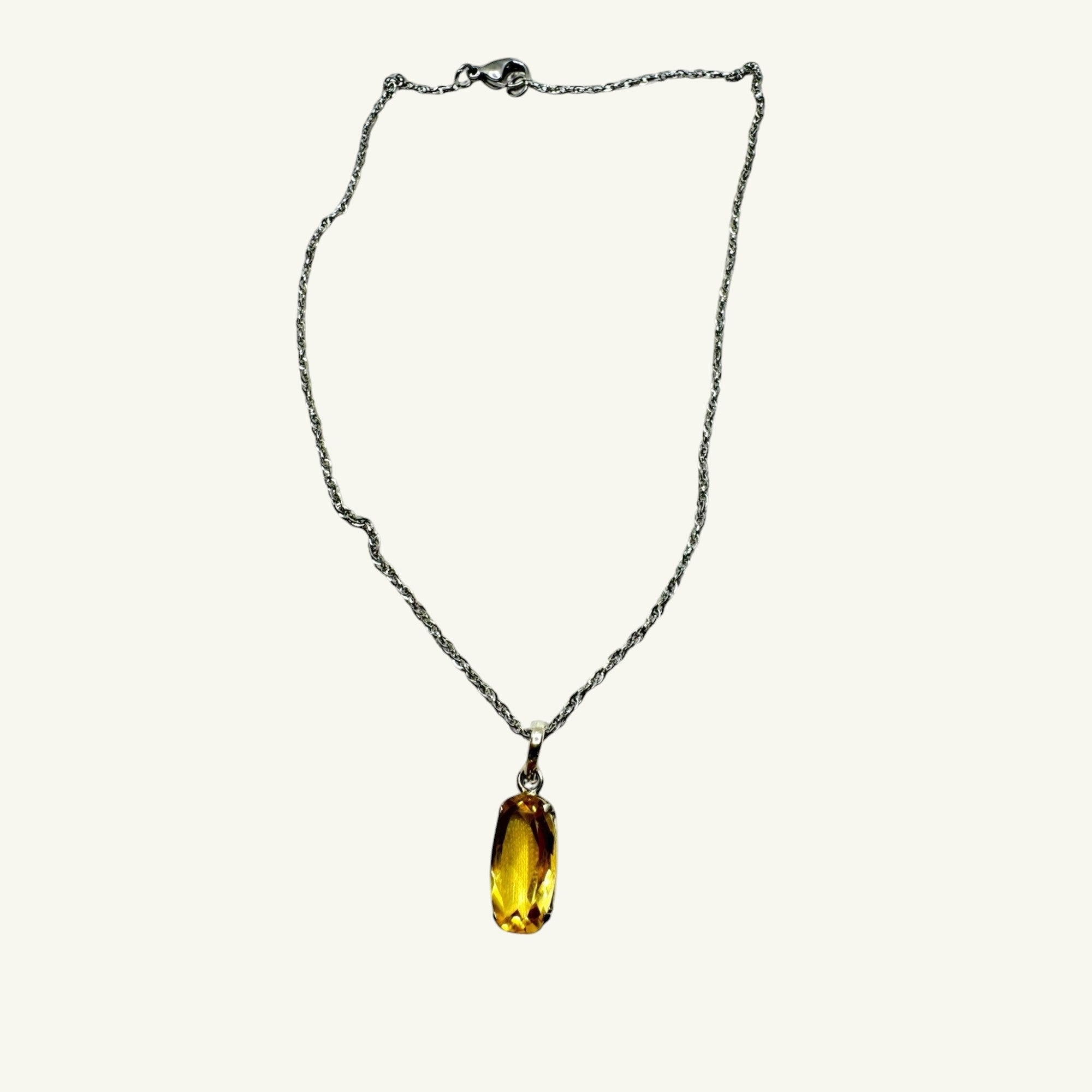 Collana quarzo citrino sfaccettato 14x8mm arg950 Sharifa Crystals